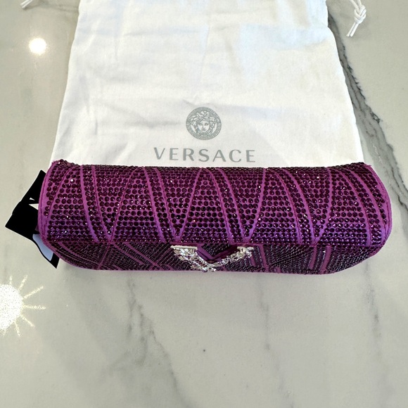 Versace Mini Medusa Monogram Crystal Embellished Satin Shoulder Bag - Picture 2 of 11